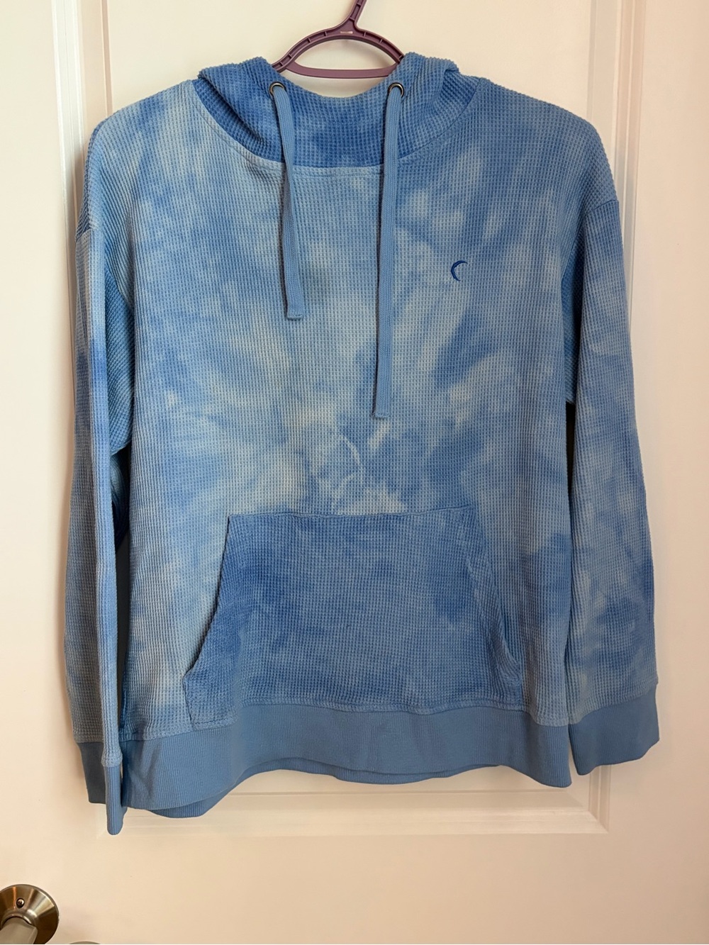 ZYIA Light Blue Tie-Dye Waffle Knit Hoodie
